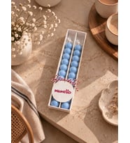 Mumelia Bubble Şamdan - Doğal Soya Kutulu Dekoratif Mum - 2'li - Açık Mavi - 1 Kutu