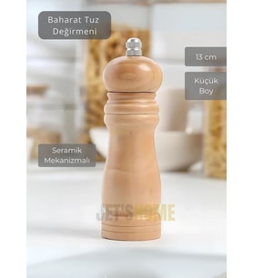 Karabiber Değirmeni Ahşap Tuz Değirmeni Kalınlık Ayarlı Baharat Öğütücü Seramik Bıçaklı 13 cm
