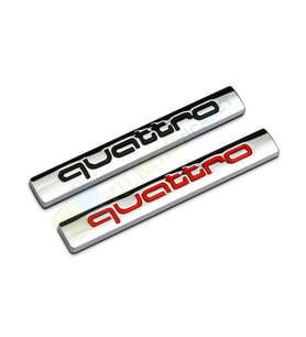 Audi Quattro Metal Logo Arna Amblem Bagaj Çamurluk Paslanmaz Çelik Siyah-Kırmızı (Kırmızı)