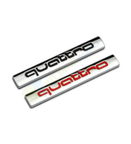 Audi Quattro Metal Logo Arna Amblem Bagaj Çamurluk Paslanmaz Çelik Siyah-Kırmızı (Kırmızı)