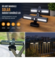 2 Adet 36 LED Mandallı Solar Lamba, Güneş Enerjili, Hareket Sensörlü, 3 Modlu, Kıskaçlı Kablosuz Dış Mekân Duvar Apliği (5343)