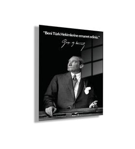 Temperli Gerçek Cam Tablo Makam Panosu Atatürk Sözleri Beni Türk Hekimlerine emanet ediniz.