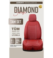 Hyundai Accent Yumurta Kasa Uyumlu Lüx Deri Oto Koltuk Kılıfı Ön Arka Takım DIAMOND Serisi KIRMIZI