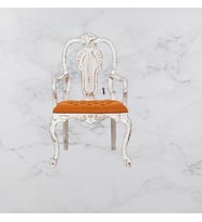 Sandalye 14225 Zus596-176 OYMALI KRAL Lüks Kayın Aslan Beyaz Ayak Babyface kumaş