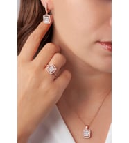AgaKulche Baget Taşlı Gümüş Takı Seti Rose S30-RB (925)
