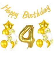 4 Yaş Altın Happy Birthday Set