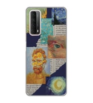 Huawei P Smart 2021 Uyumlu Vincent van Gogh Kolaj Desenli Şeffaf Telefon Kılıfı