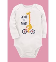Organik Baskılı Pamuklu Unisex Bebek Body UZUNE163