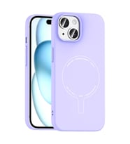 Lexroo iPhone 15 Kılıf M-Safe Şarj Özellikli Kamera Korumalı Elio Sert PC Kılıf - Lila