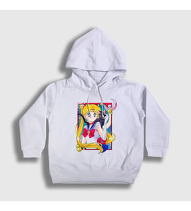 Presmono Unisex Çocuk Beyaz Serena Usagi Sailor Moon Ay Savaşçısı Kapüşonlu Sweatshirt 487498tt
