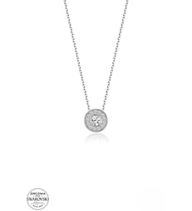 SWAROVSKİ TAŞLI  ZİRCONİA YUVARLAK PIRLANTA MONTÜR  925 AYAR GÜMÜŞ KOLYE