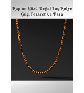 Nelleovana Kaplan Gözü Doğal Taş Kolye ( Güç, Cesaret Ve Para ) 6 Mm