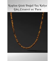 Nelleovana Kaplan Gözü Doğal Taş Kolye ( Güç, Cesaret Ve Para ) 6 Mm