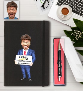 Kişiye Özel Century 21 Emlak Danışmanı Karikatürlü Defter ve Kalem