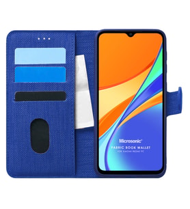 Microsonic Xiaomi Redmi 10A Kılıf Fabric Book Wallet Lacivert