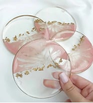 Epoksi 4 lü Bardak Altlığı Takımı (Pembe)