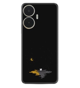 Realme C55 Kılıf Silikon Desen Özel Seri Ay ve Kedi 1683