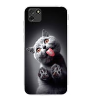 PrintiFy Huawei Y5P ile Uyumlu Kedi 2 Kamera Korumalı Şeffaf Kılıf