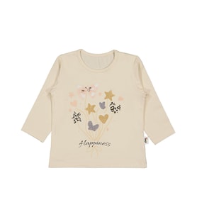 Civil Baby Yıldız Kalp Baskılı 6-18 Ay Sweatshirt - Bej 6-9 Ay (Taş)