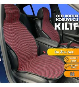 Volkswagen Passat B7 Uyumlu Koltuk Kılıfı Minder Çizgili Siyah Kırmızı 2+1 Ön Arka Set