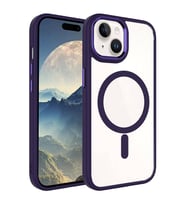 Lexroo iPhone 15 Kılıf Wireless Şarj Özellikli Krom M-safe Silikon Kılıf - Derin Mor