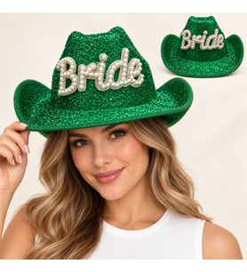 Yeşil Bride Gelin Şapkası – Parıltılı Bekarlığa Veda Şapkası