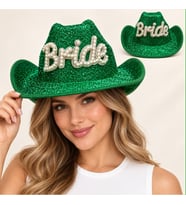 Yeşil Bride Gelin Şapkası – Parıltılı Bekarlığa Veda Şapkası