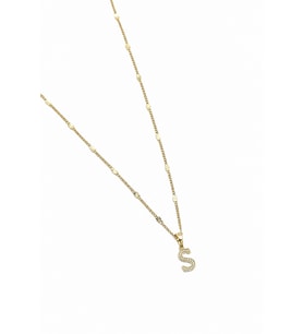 Xuping Gold Renkli, Zirkon Taşlı S Harfi Kolyesi - 45 cm (Anti-Alerjik)