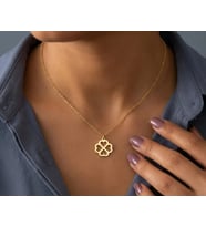 Kişiye Özel Minimal Zarif Yonca Model Kolye 925K Gümüş (Gold)