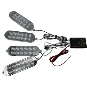 Drs Tuning Çakar lamba 4'lü set kumandalı kırmızı-mavi 12-50v 213