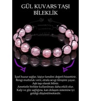 Sertifikalı Gül Kuvars Taşı Bileklik - Makrome (Çok Renkli)