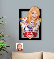 BK Gift Kişiye Özel İsimli Kadın Karikatürlü 3D Ahşap Tablo-36