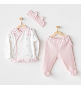 Cuddly Bunny Bear 3'lü Zıbın Set Pink