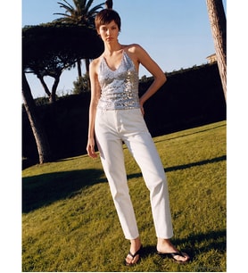LCW Curve Beyaz Büyük Beden Mom Fit Kadın Jean Pantolon
