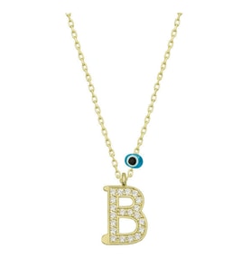B Harfi Gold 925 Ayar Gümüş Kadın Kolye
