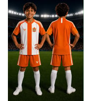 Çocuk Halı Saha Futbol forması Seti Turuncu-Beyaz Forma+Şort+Çorap