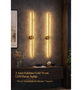 Eskitme Gold 70 cm Aplik –( 2’li Set ) Pilli Tak-Çalıştır