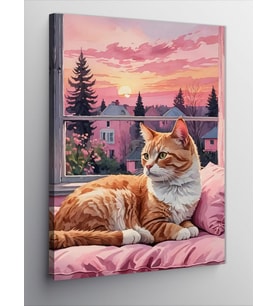 Kanvas Tablo Penceredeki Kedi