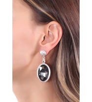 Kadın Antik Gümüş Kaplama Antrasit Swarovski Taşlı Çivili Model Hürrem Küpe