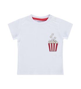 Civil Baby Patlamış Mısır Baskılı 6-18 Ay Tişört - Beyaz