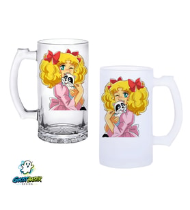 Şeker Kız Candy Kulplu Bira Bardağı Buzlu veya Şeffaf Seçenekli 0355