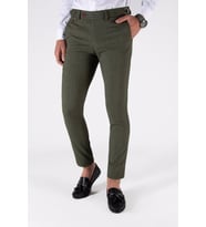 Erkek Slim Fit Dik Çizgili Keten Pantolon 21K-2200420-1 Haki