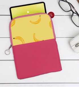 BK Gift Muz Tasarımlı Taşınabilir Koruyucu Tablet Kılıfı & Organizer Çanta - Pembe-1
