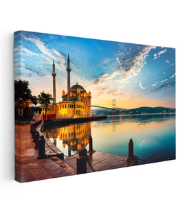 Kanvas Tablo Ortaköy Camii ve Köprü Şehir Mimari Tablo Ev Ofis Duvar Dekoru