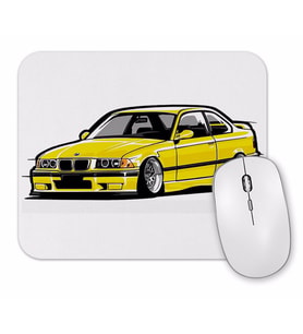 Bmw Stanced out E36 Yellow Mouse Pad