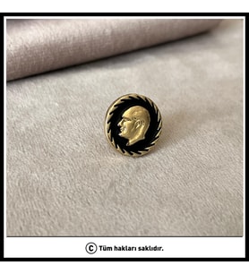 14 Ayar Altın Kaplama Atatürk Silüeti Yaka Rozeti (Siyah)