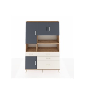 Hyperion Dolap 9 Raflı 4 Çekmeceli 4 Kapaklı 132x44x195 Çam-Antrasit/Aytaşı