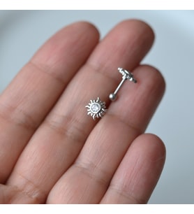 Güneş Model Helix Piercing Kıkırdak Cerrahi Çelik Gümüş Renk (Çok Renkli)