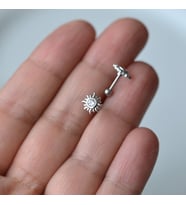 Güneş Model Helix Piercing Kıkırdak Cerrahi Çelik Gümüş Renk (Çok Renkli)