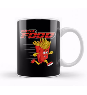 Cute & Funny Fast Food Running French Fries Punny Kupa Bardak Porselen